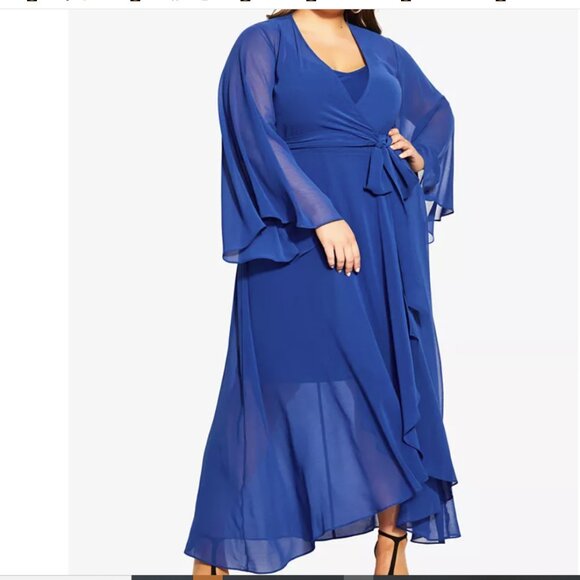 CITY CHIC Plus Size Fleetwood Maxi Dress Chiffon Wrap Style Sz 16 - Picture 1 of 8